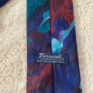 Trissardi Multicolor Men’s’ Tie in Blue Teal and Burgundy Tones
